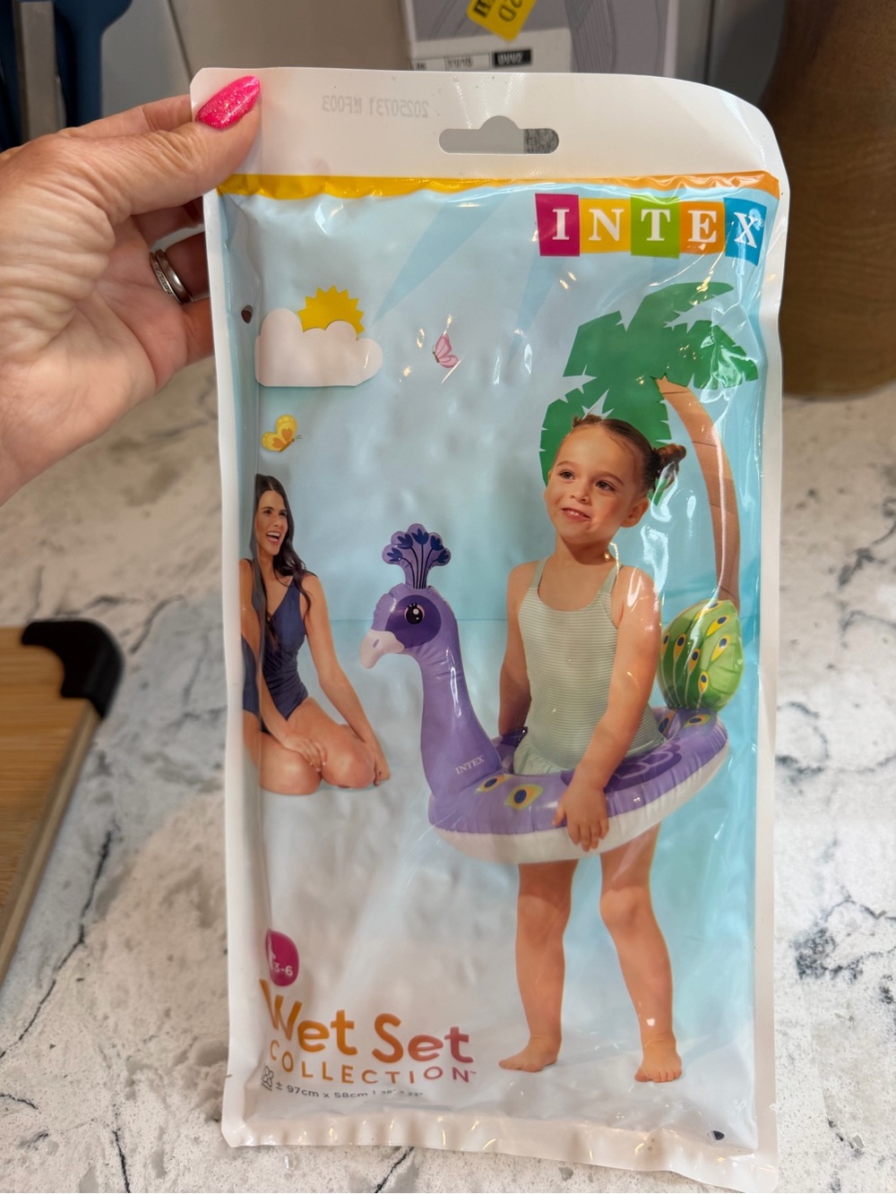 BEACH TOY -Intel Purple Peacock Kids Swim Ring inflatable - floating toy